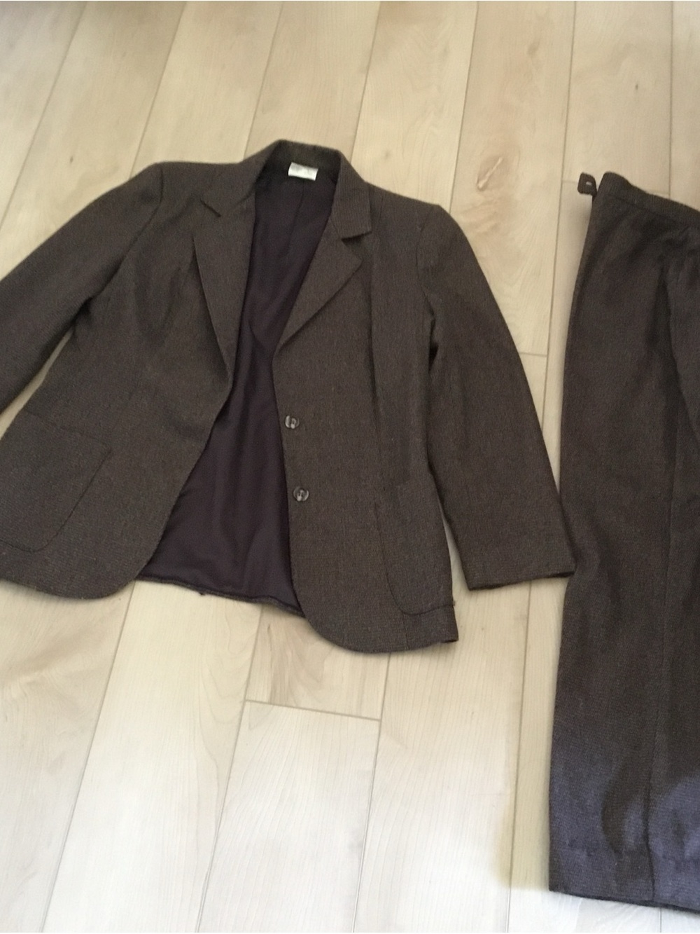 Vintage Brown Two-Piece Wool Blend Suit Jacket